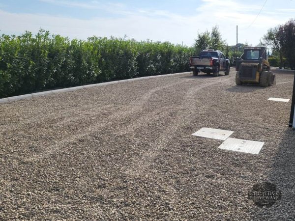 Gravel being laid on a driveway in Stradbally